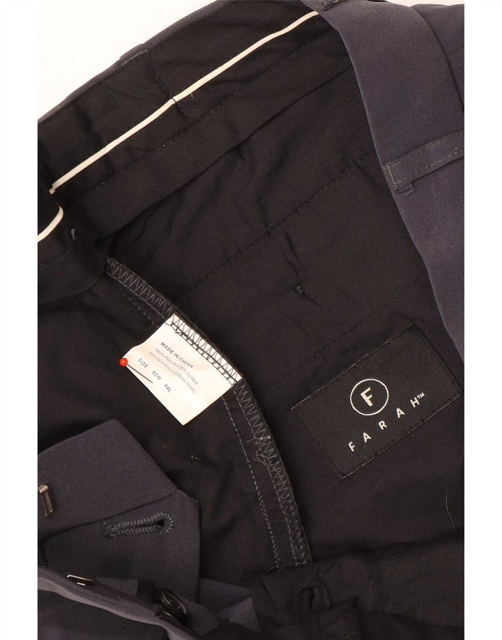 Farah Mens Straight Suit Trousers W34 L32 Grey Polyester