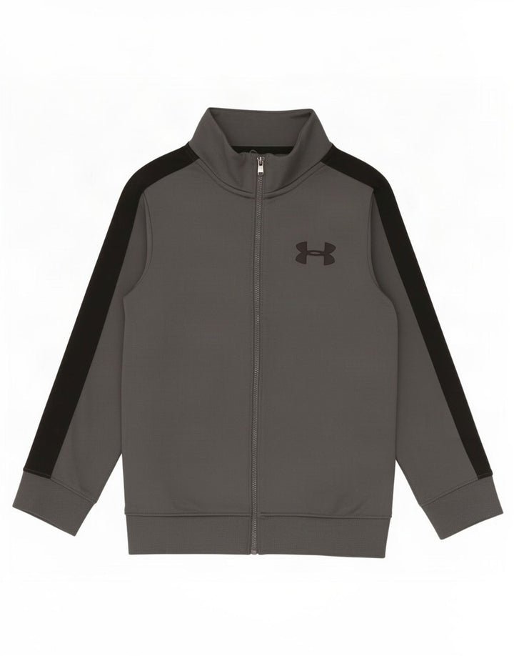 Under Armour Boys Tracksuit Top Jacket 7-8 Years Small Grey Colourblock