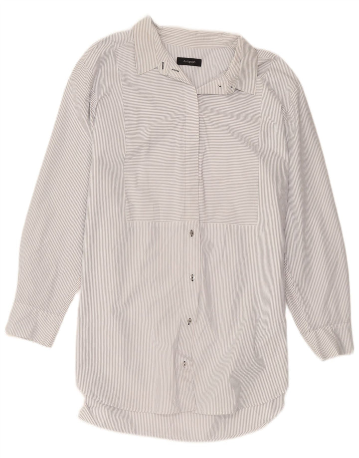 Marks & Spencer Womens Autograph Shirt Dress UK 14 Medium White Striped