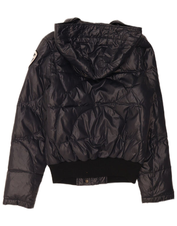 Blauer Womens Hooded Padded Jacket UK 14 Medium Navy Blue Polyamide
