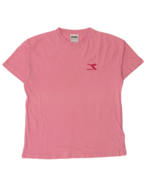 DIADORA Girls T-Shirt Top 13-14 Years 2XL Pink Cotton