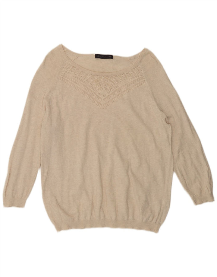 Marks & Spencer Womens Boat Neck Jumper Sweater UK 16 Large Beige