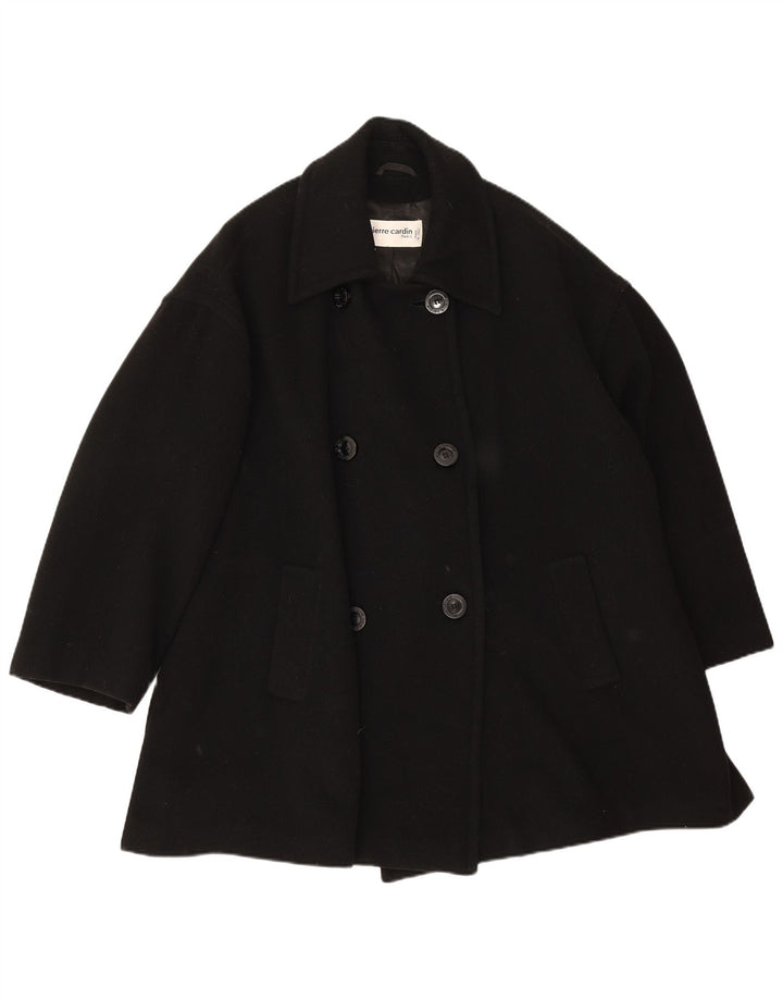 Pierre Cardin Womens Double Breasted Coat UK 20 2XL Black Wool