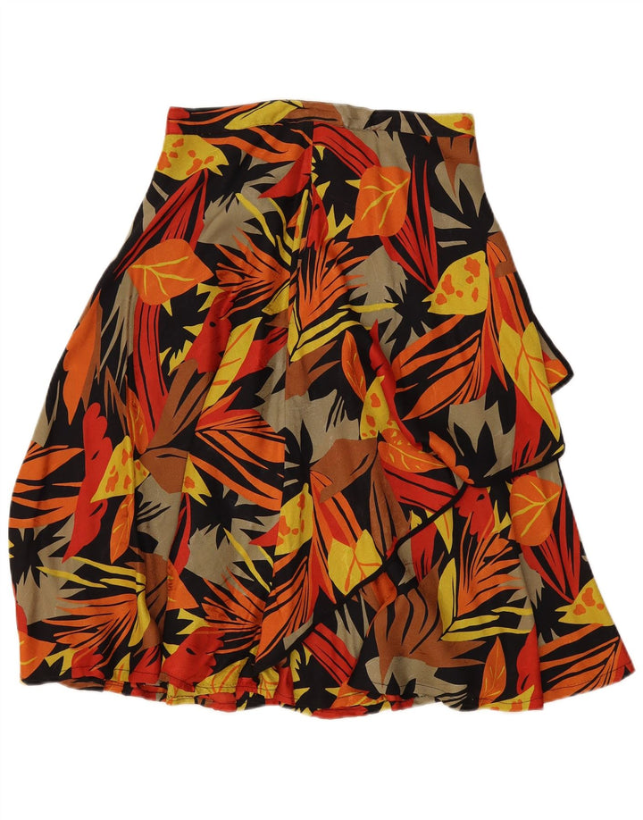 Vintage Womens Flared Skirt W28 Medium Multicoloured Floral Acetate
