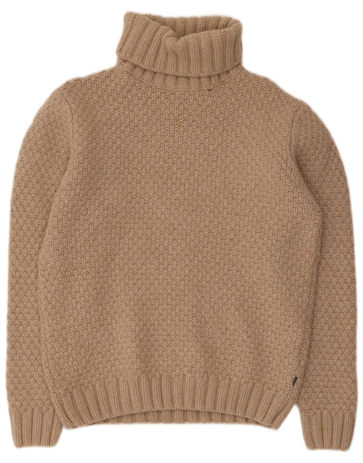 Gant Womens Roll Neck Jumper Sweater UK 16 Large Beige Wool