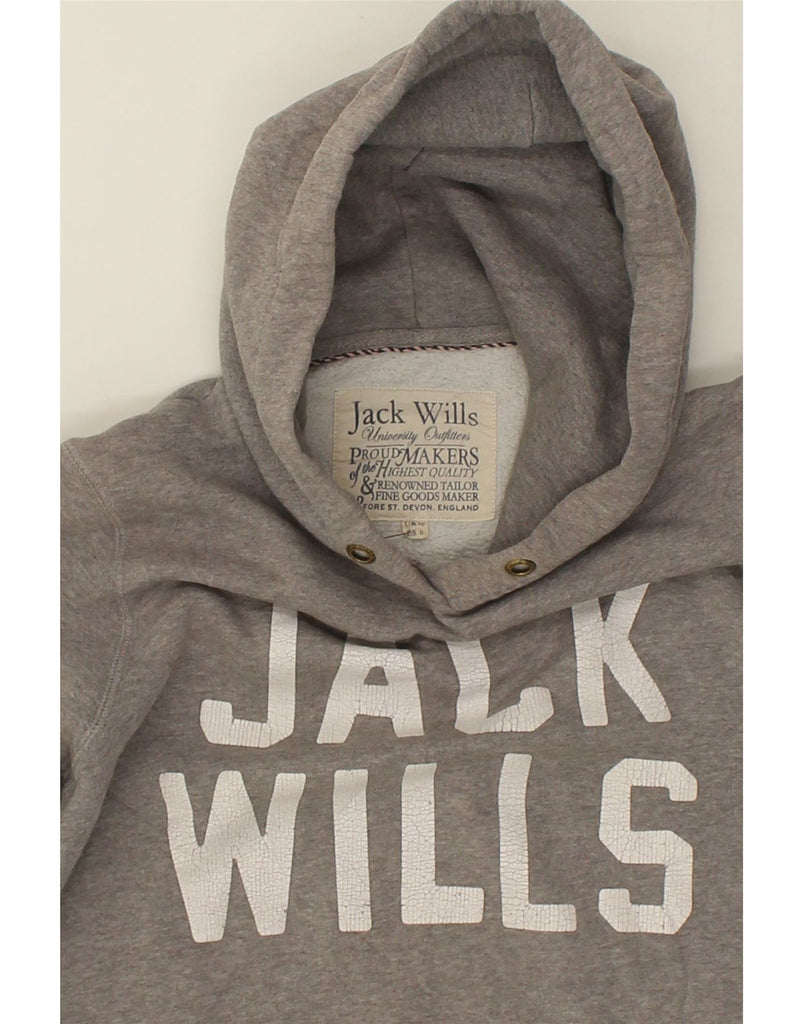 JACK WILLS Womens Loose Fit Graphic Hoodie Jumper UK 10 Small Grey Cotton | Vintage Jack Wills | Thrift | Second-Hand Jack Wills | Used Clothing | Messina Hembry 