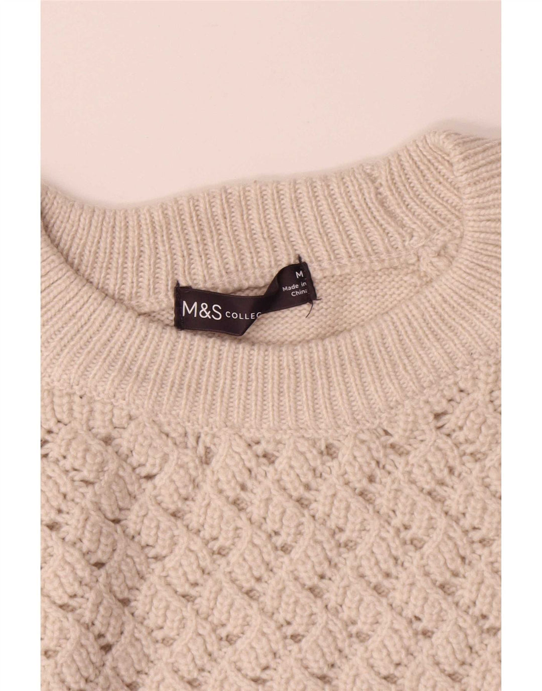 Marks & Spencer Womens Boat Neck Jumper Sweater UK 14 Medium Off White