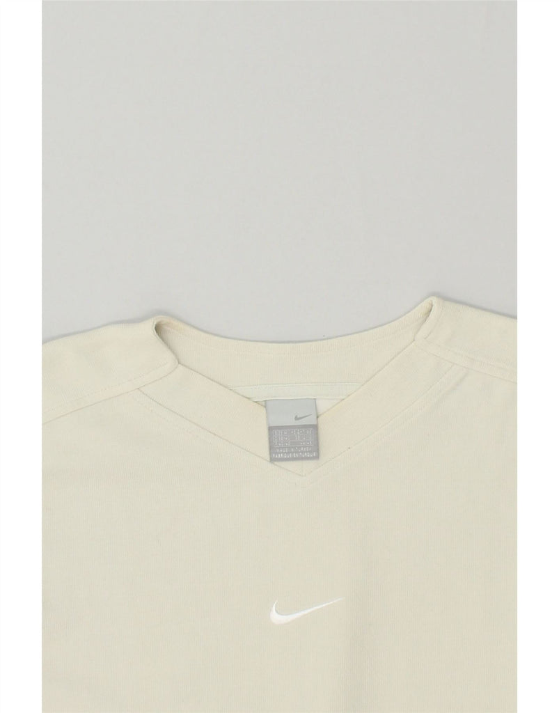 NIKE Womens Sweatshirt Jumper UK 10/12 Medium Off White Cotton | Vintage Nike | Thrift | Second-Hand Nike | Used Clothing | Messina Hembry 