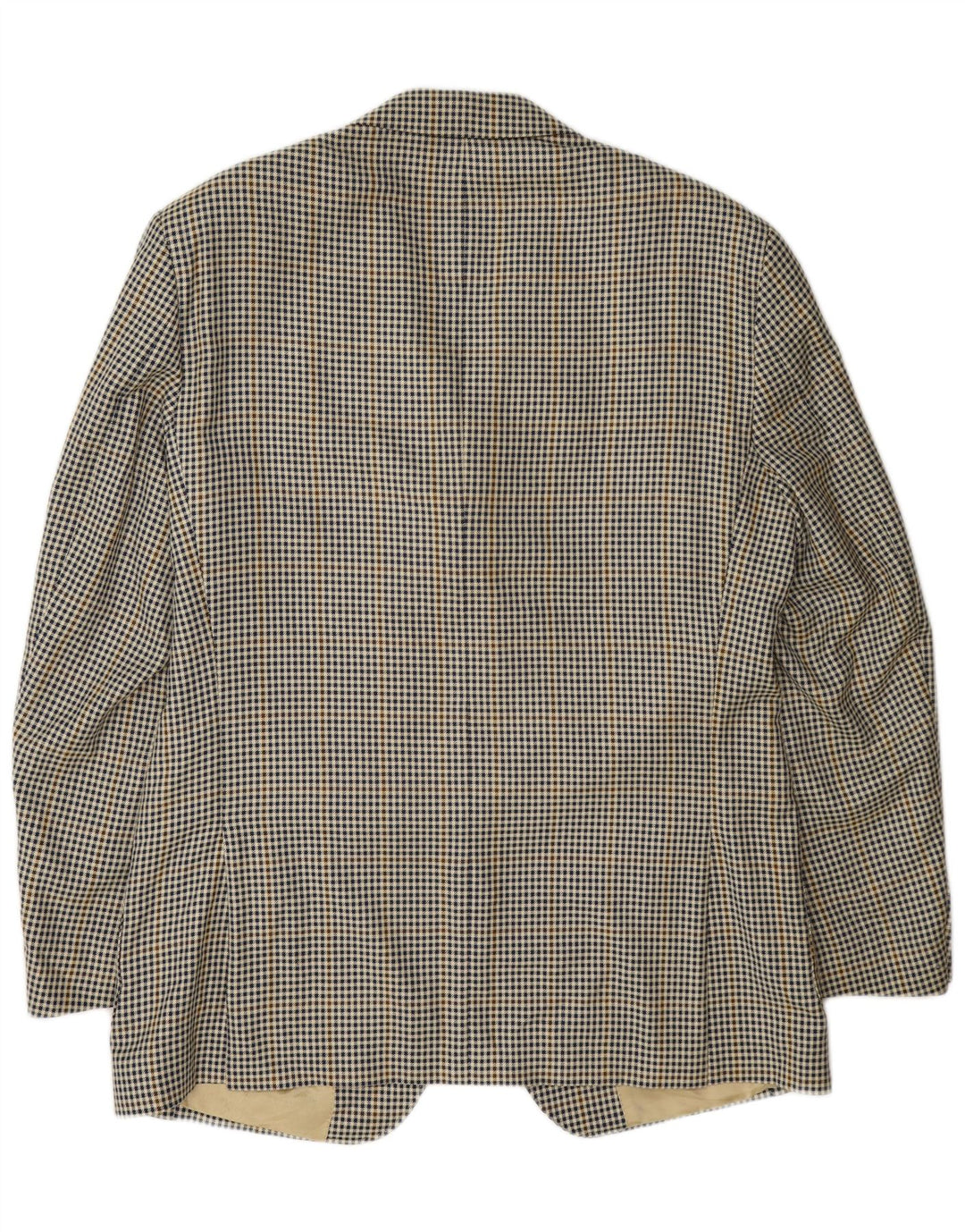Massimo Dutti Mens 3 Button Blazer Jacket UK 40 Large Beige Houndstooth