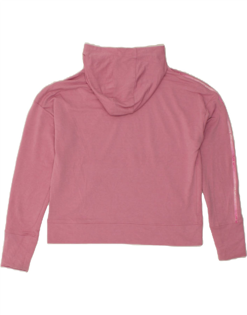 UNDER ARMOUR Womens Crop Hoodie Jumper UK 14 Medium Pink Polyester | Vintage Under Armour | Thrift | Second-Hand Under Armour | Used Clothing | Messina Hembry 