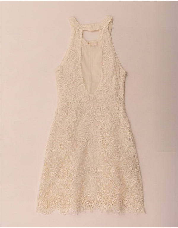 Hollister Womens Lace Halter Dress US 1 XS White Floral Polyester