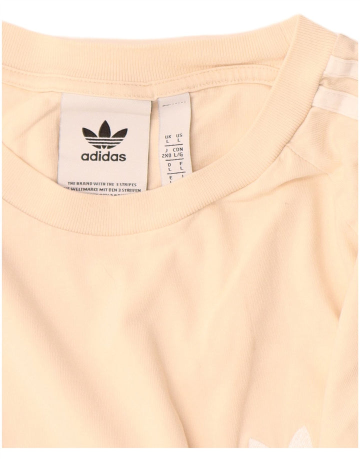 Adidas Mens T-Shirt Top Large Beige