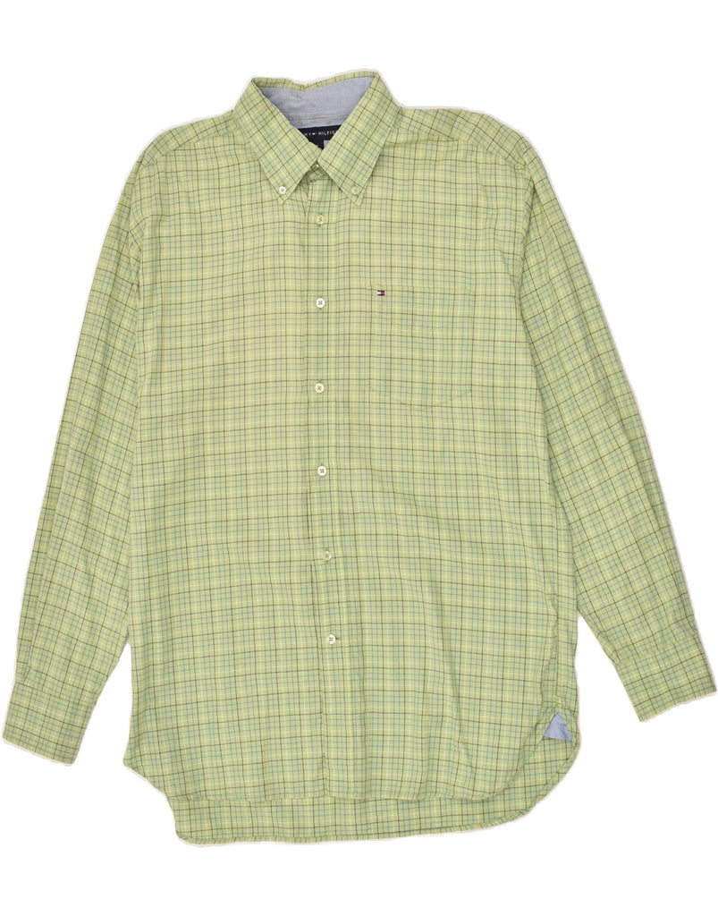 TOMMY HILFIGER Mens Shirt Medium Green Check Cotton | Vintage Tommy Hilfiger | Thrift | Second-Hand Tommy Hilfiger | Used Clothing | Messina Hembry 