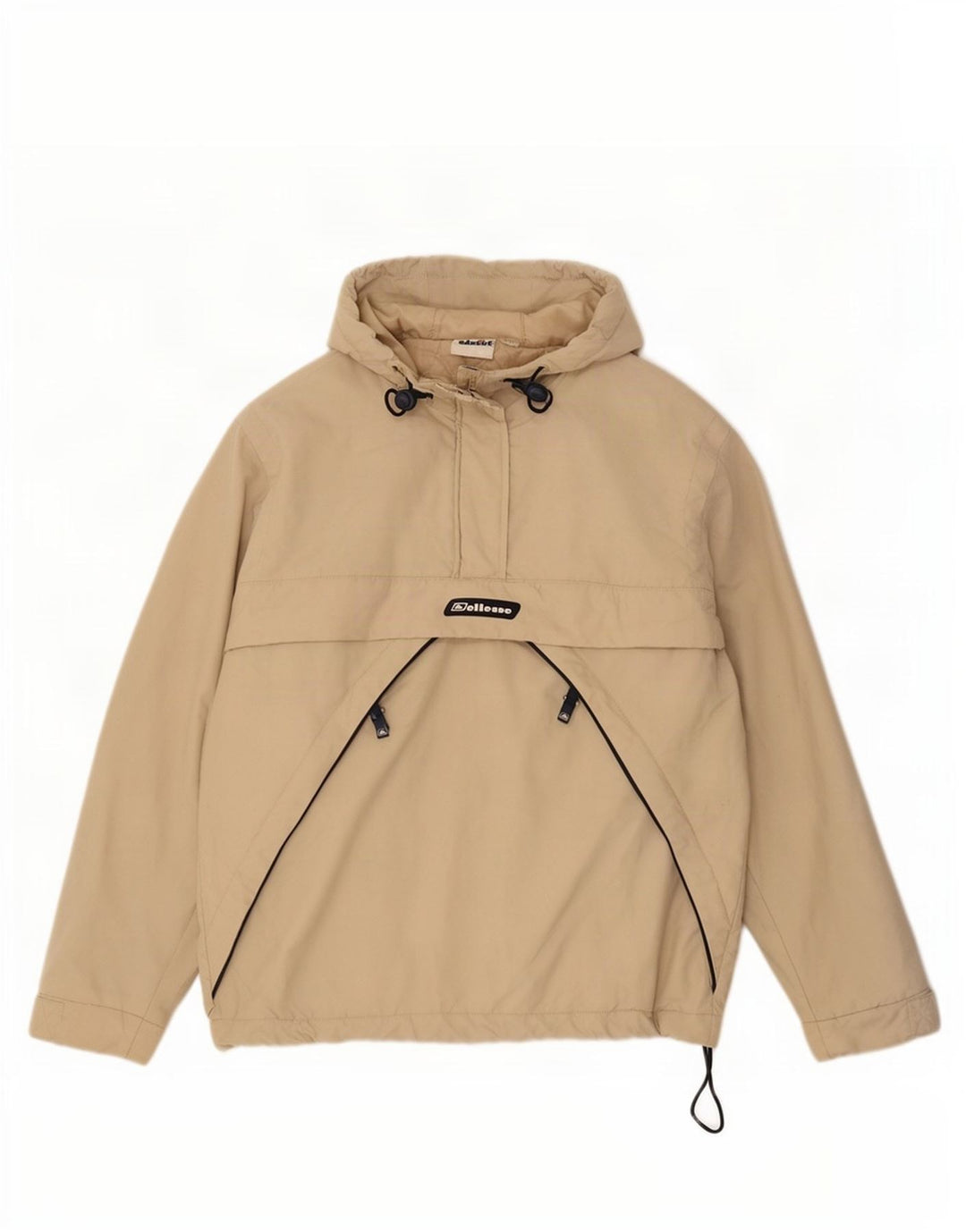 Ellesse Womens Hooded Oversized Anorak Jacket UK 10 Small Beige Polyester
