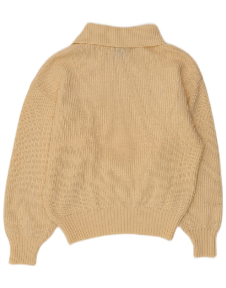 Vintage Womens Shawl Neck Jumper Sweater IT 42 Medium Yellow Acrylic