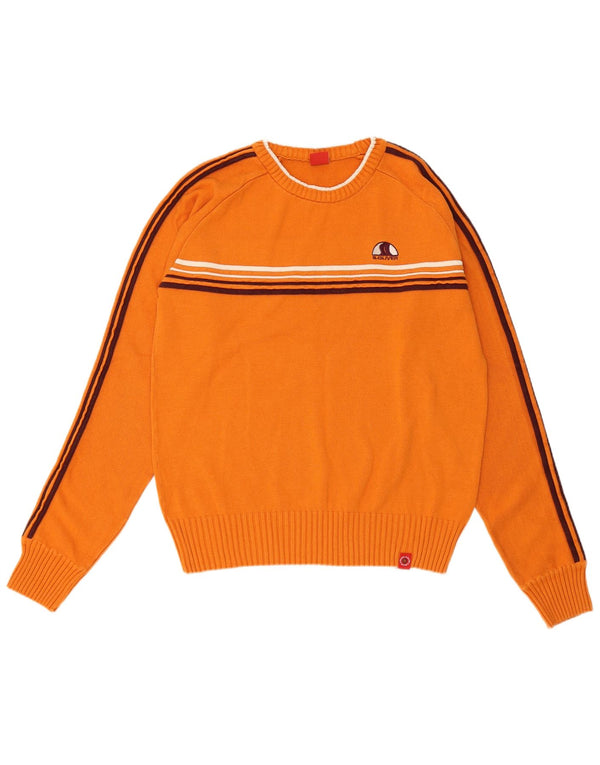 S.Oliver Womens Boat Neck Jumper Sweater UK 18 XL Orange Striped Cotton