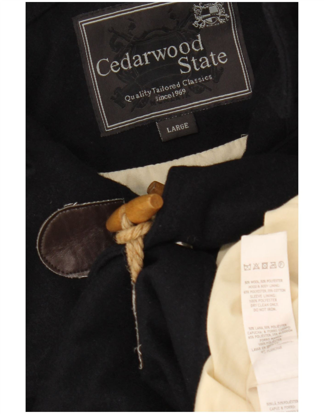 CEDARWOOD STATE Mens Hooded Military Duffle Jacket UK 40 Large Navy Blue
