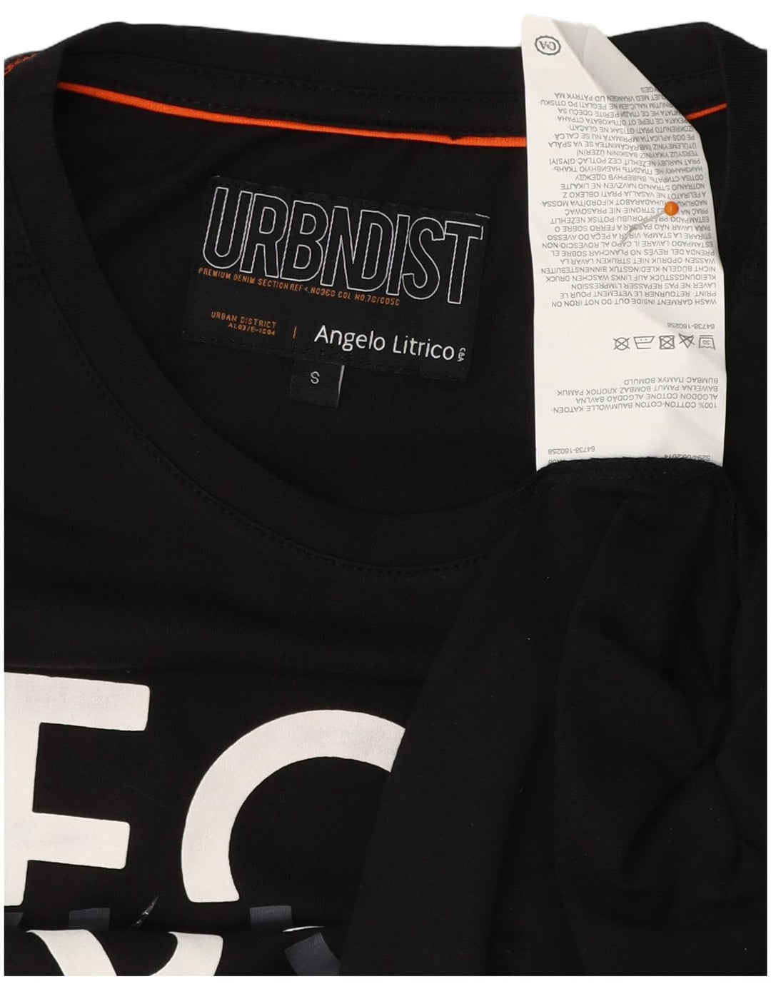 ANGELO LITRICO Mens Graphic T-Shirt Top Small Black Cotton