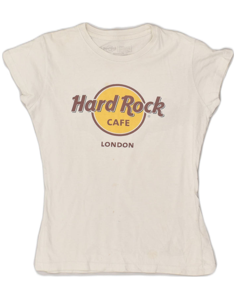 HARD ROCK CAFE Womens London Graphic T-Shirt Top UK 6 XS White Cotton | Vintage Hard Rock Cafe | Thrift | Second-Hand Hard Rock Cafe | Used Clothing | Messina Hembry 