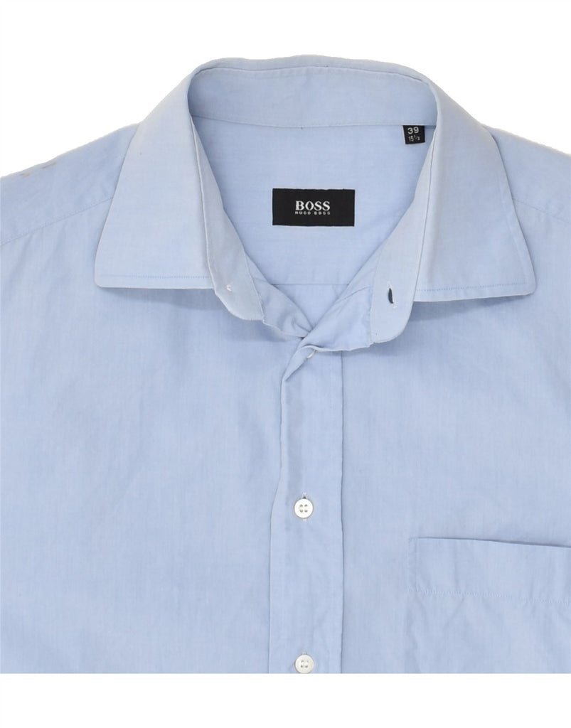 HUGO BOSS Mens Shirt Size 15 1/2 Medium Blue | Vintage Hugo Boss | Thrift | Second-Hand Hugo Boss | Used Clothing | Messina Hembry 