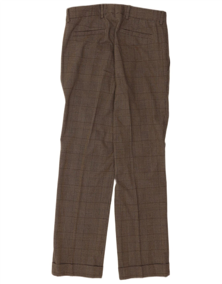 Zara Mens Straight Suit Trousers EU 40 Medium W31 L31 Brown Check Wool