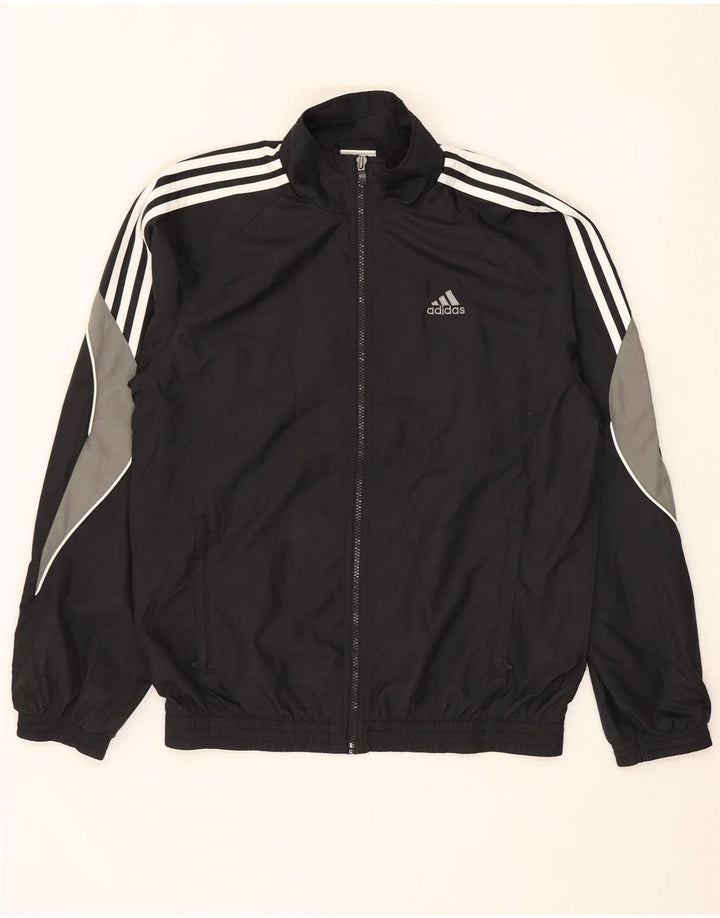 Adidas Mens Tracksuit Top Jacket UK 36/38 Small Black Polyester