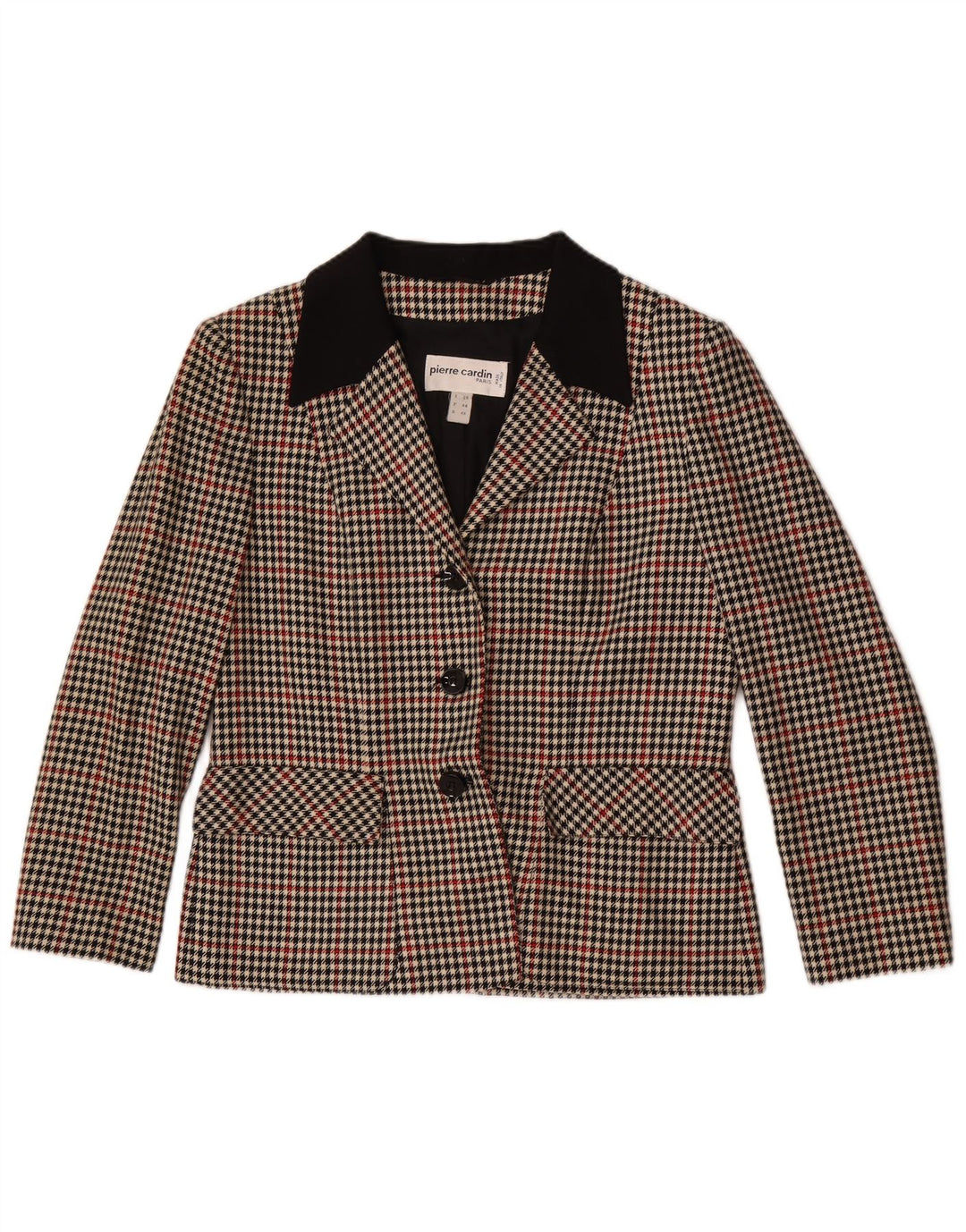 Pierre Cardin Womens 3 Button Blazer Jacket IT 48 XL Brown Check Wool