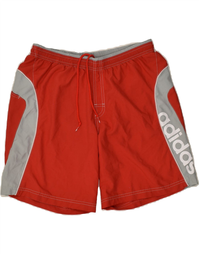 ADIDAS Mens Graphic Sport Shorts Large Red Colourblock Polyester | Vintage Adidas | Thrift | Second-Hand Adidas | Used Clothing | Messina Hembry 