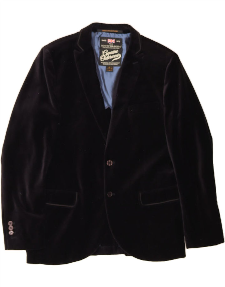 SCOTCH & SODA Mens Velvet 2 Button Blazer Jacket IT 52 XL Black Cotton