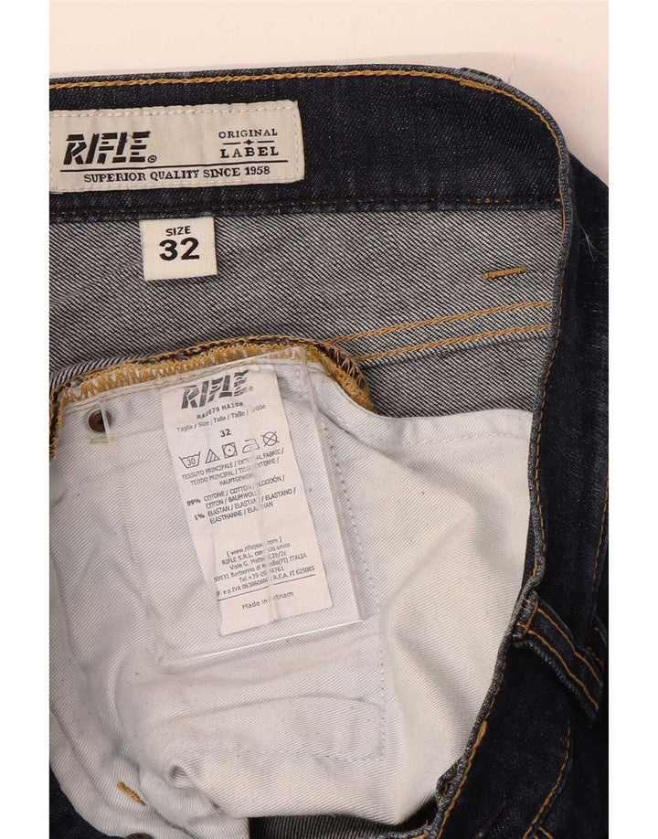 Rifle Mens Slim Jeans W32 L31 Navy Blue Cotton