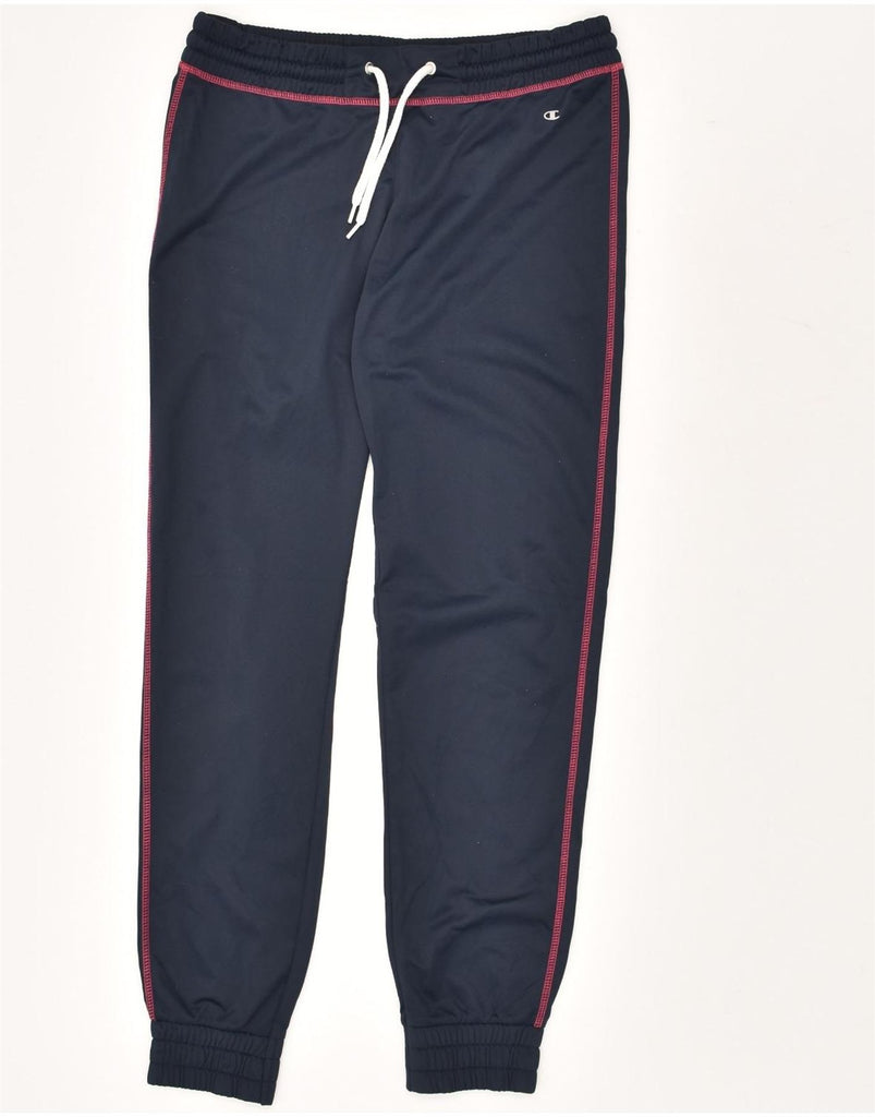 CHAMPION Womens Tracksuit Trousers Joggers UK 16 Large Navy Blue Polyester | Vintage Champion | Thrift | Second-Hand Champion | Used Clothing | Messina Hembry 