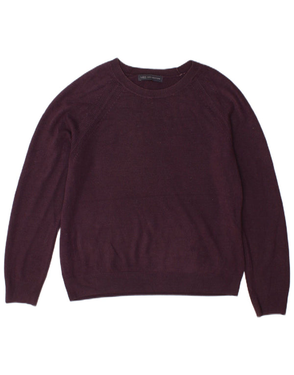 Marks & Spencer Womens Boat Neck Jumper Sweater UK 14 Medium Purple Acrylic