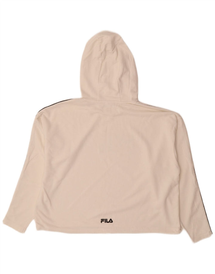 Fila Womens Graphic Oversized Hoodie Jumper UK 14 Medium White Colourblock