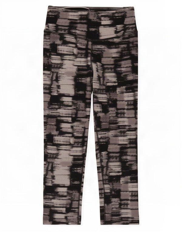 Nike Womens Dri Fit Capri Leggings UK 4 XS Grey Geometric Nylon