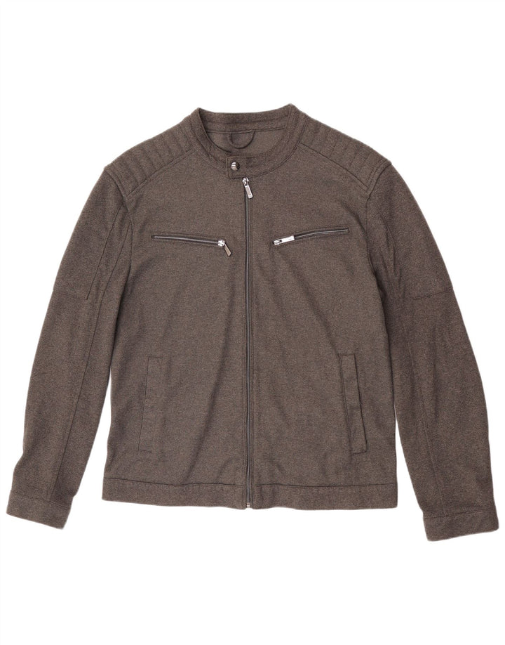 Zara Mens Zip Quilted Bomber Jacket UK 40 Large Grey