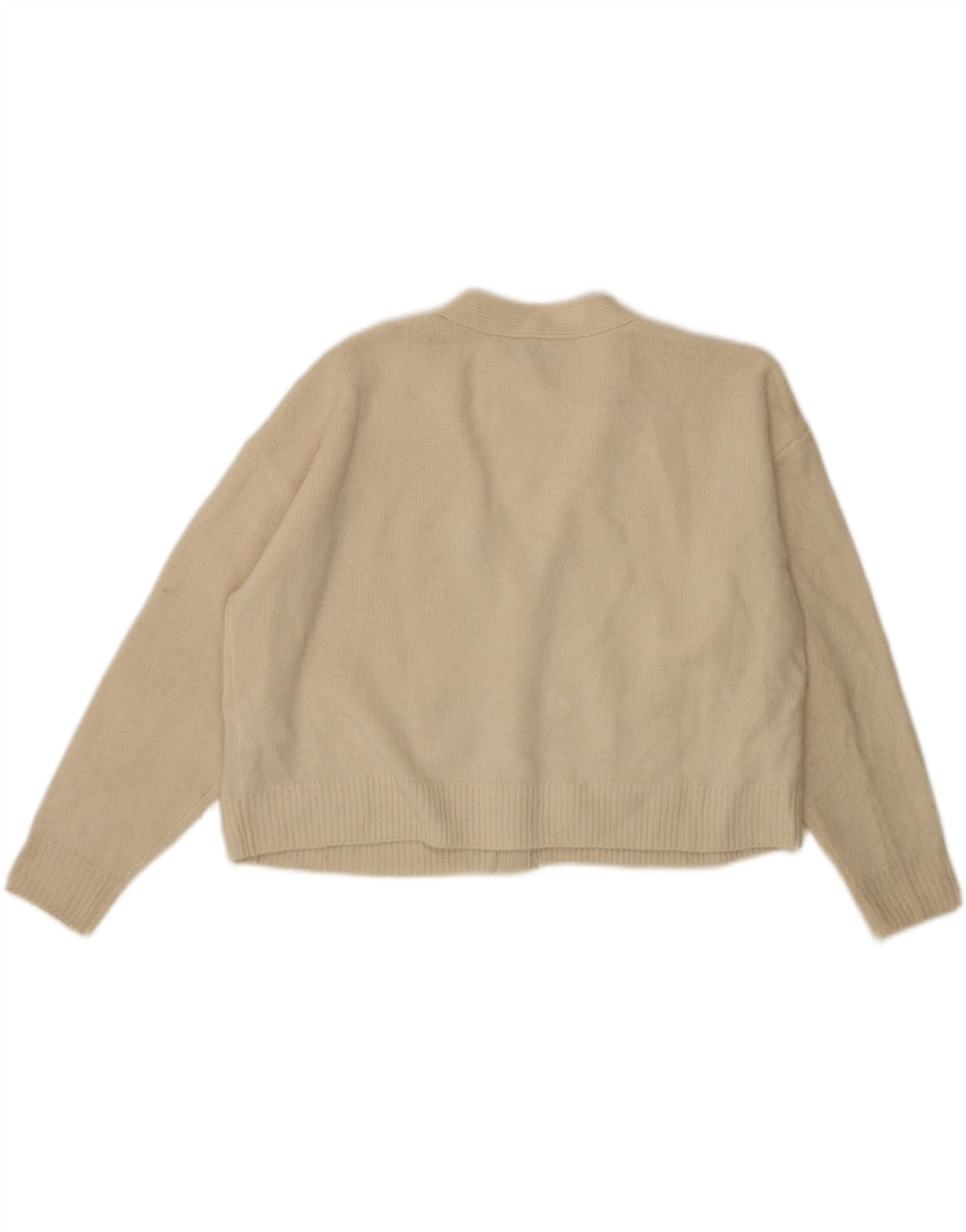 Zara Womens Crop Oversized Cardigan Sweater UK 10 Small Off White Wool