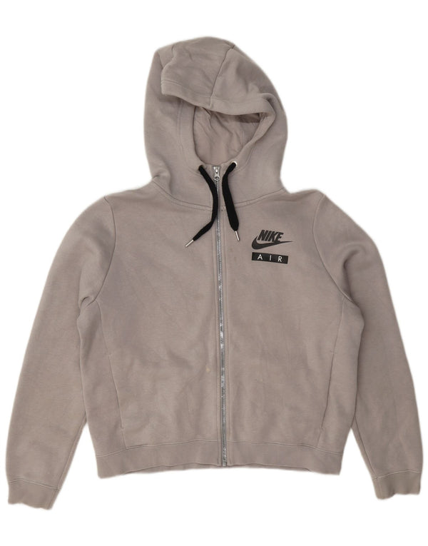 Nike Womens Graphic Zip Hoodie Sweater UK 14 Medium Grey