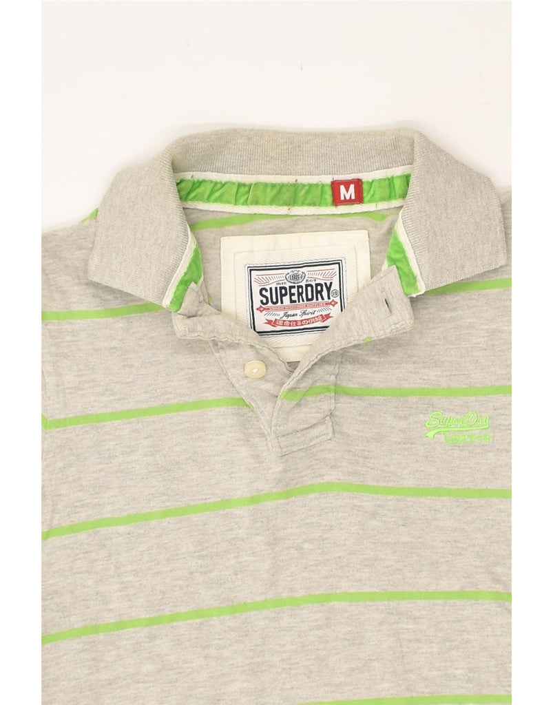 SUPERDRY Mens Polo Shirt Medium Grey Striped Cotton | Vintage Superdry | Thrift | Second-Hand Superdry | Used Clothing | Messina Hembry 