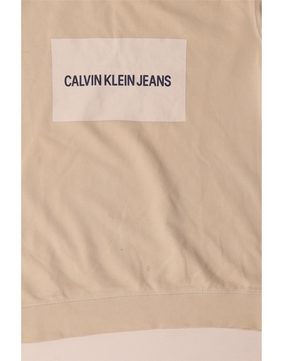 Calvin Klein Jeans Mens Graphic Sweatshirt Jumper Large Beige Cotton