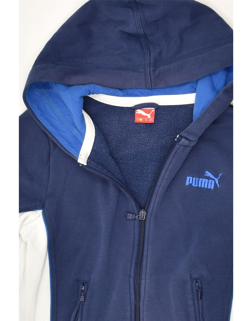 PUMA Boys Zip Hoodie Sweater 9-10 Years Navy Blue Colourblock Cotton | Vintage Puma | Thrift | Second-Hand Puma | Used Clothing | Messina Hembry 