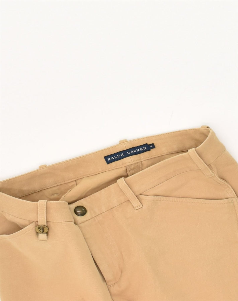 RALPH LAUREN Womens Slim Casual Trousers US 4 Small W28 L27 Beige Cotton | Vintage Ralph Lauren | Thrift | Second-Hand Ralph Lauren | Used Clothing | Messina Hembry 