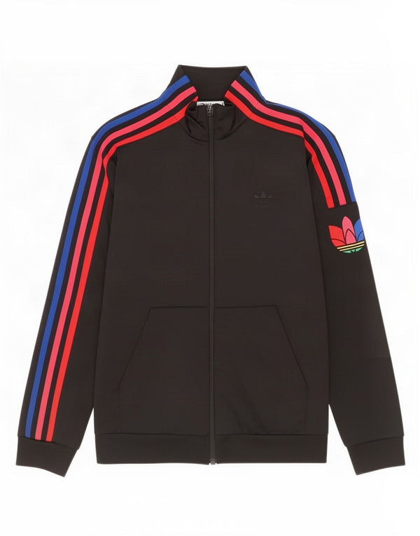 Adidas Girls Graphic Tracksuit Top Jacket 11-12 Years Black Polyester
