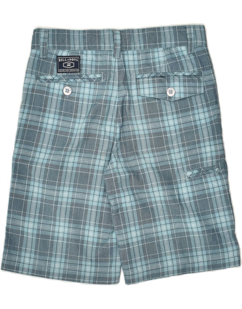 BILLABONG Boys Chino Shorts 11-12 Years W28 Blue Check Polyester | Vintage Billabong | Thrift | Second-Hand Billabong | Used Clothing | Messina Hembry 