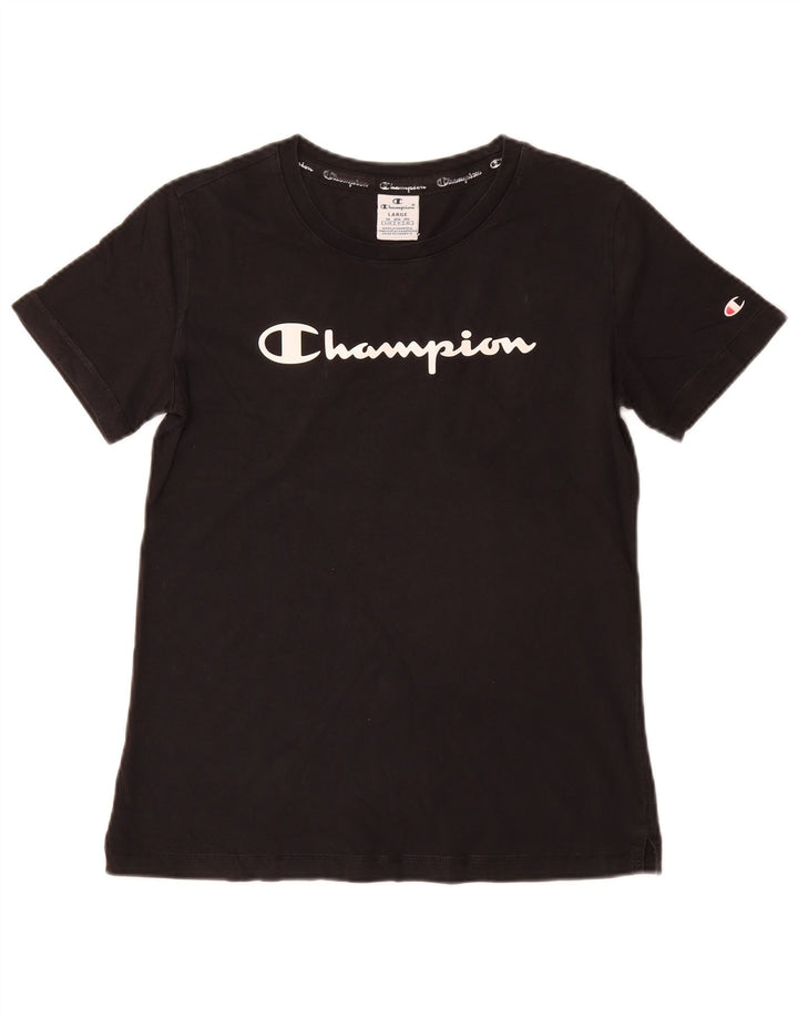 Champion Womens Graphic T-Shirt Top UK 14 Large Black