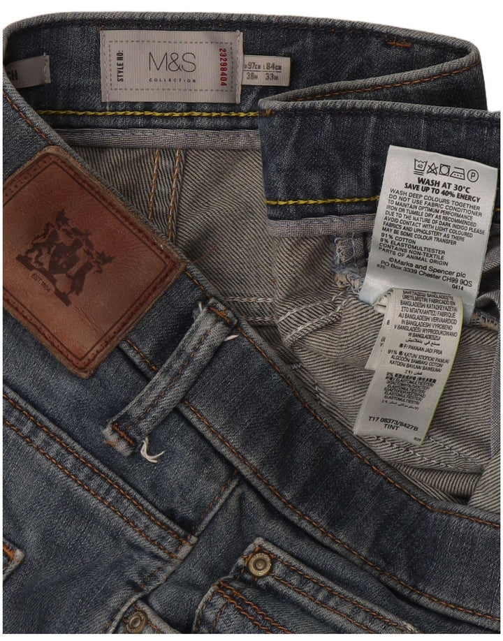 Marks & Spencer Mens Regular Fit Straight Jeans W38 L33 Blue Cotton
