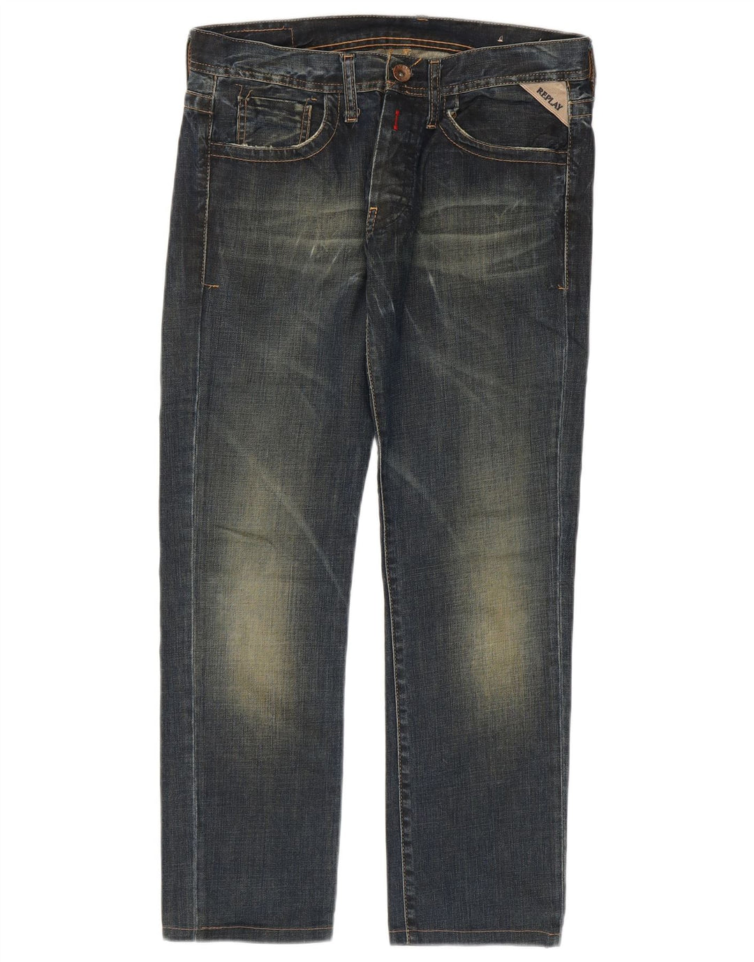 Replay Womens Straight Jeans W32 L29 Navy Blue Cotton