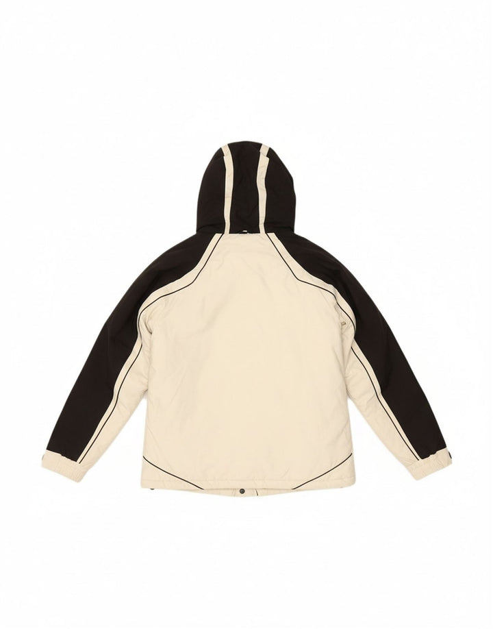 MC KEE'S Womens Hooded Rain Jacket IT 42 Medium White Colourblock Vintage MC Kee's and Second-Hand MC Kee's from Messina Hembry 