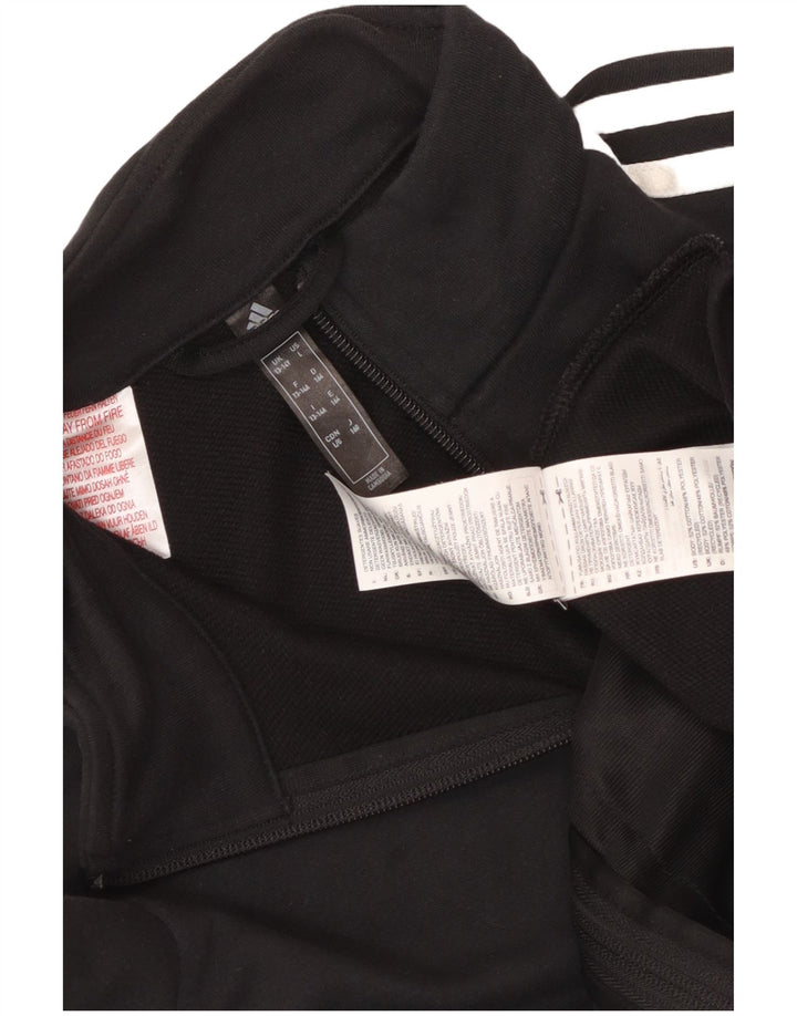 Adidas Boys Tracksuit Top Jacket 13-14 Years Black Cotton