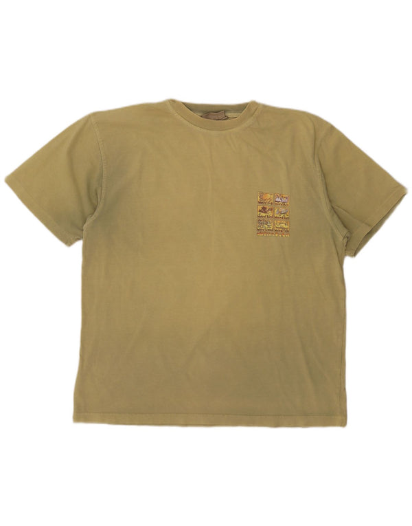 Weird Fish Mens Graphic T-Shirt Top Large Khaki Cotton