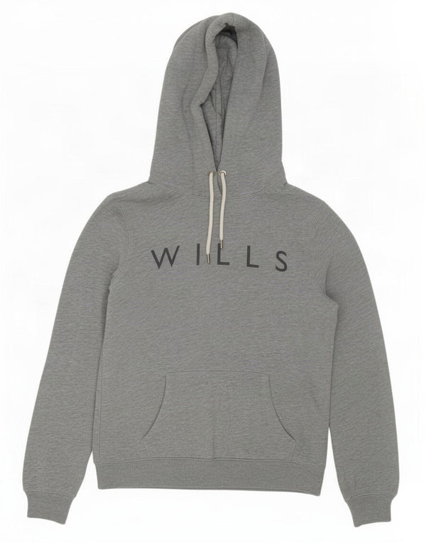 Jack Wills Womens Graphic Oversized Hoodie Jumper UK 10 Small Grey Cotton